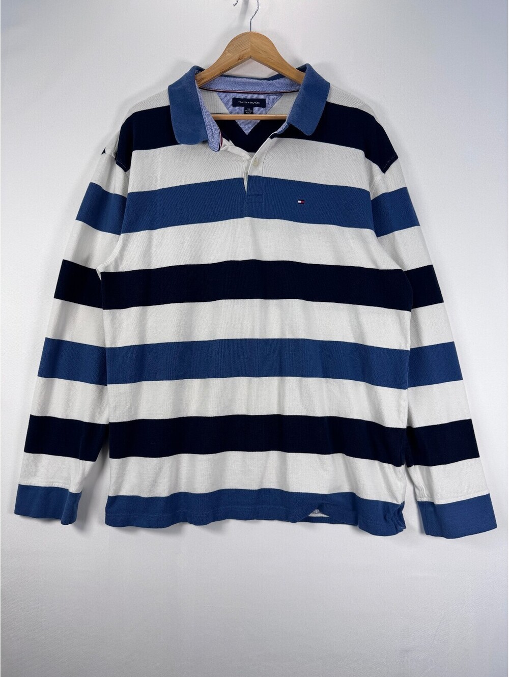 Tommy Hilfiger Rugby Shirt Mens 3XL Striped Long Sleeve Polo Preppy Coastal Prep